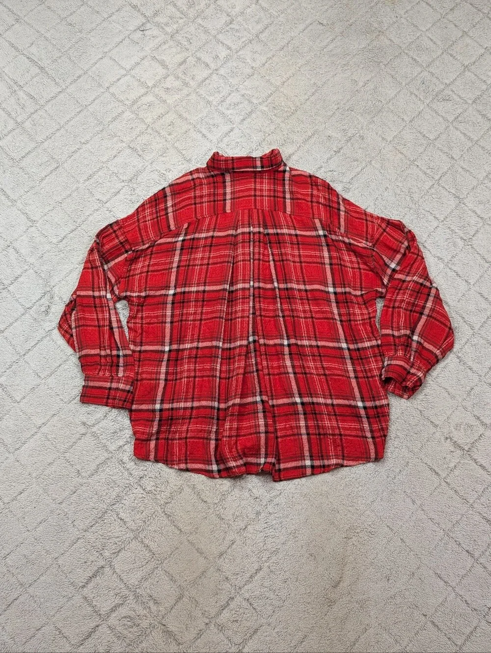 Free People Shirt Womens S Red Plaid Hidden Valley Button Down Slouchy Relax